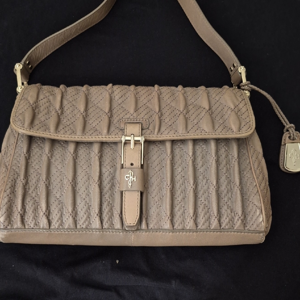 Cole Haan Quilted Tan Leather Shoulder Bag